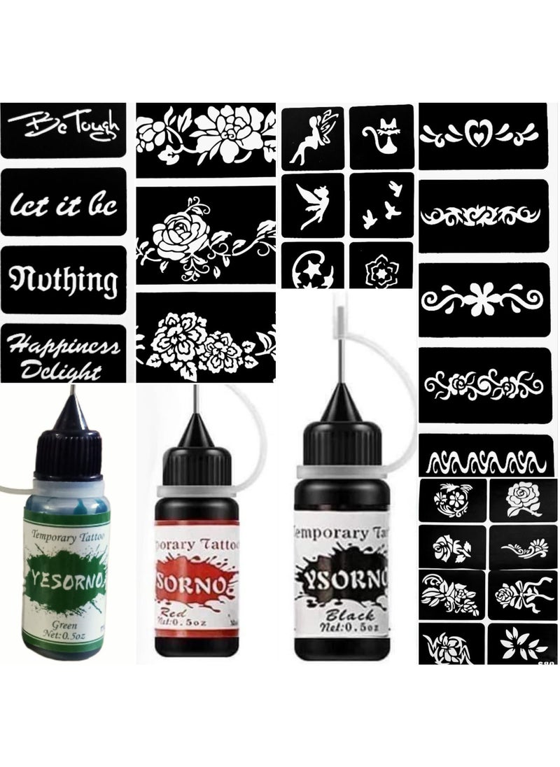 Generic - Ink tattoo in 3 colors, black, red and green, with 50 cut-out images - Image 1