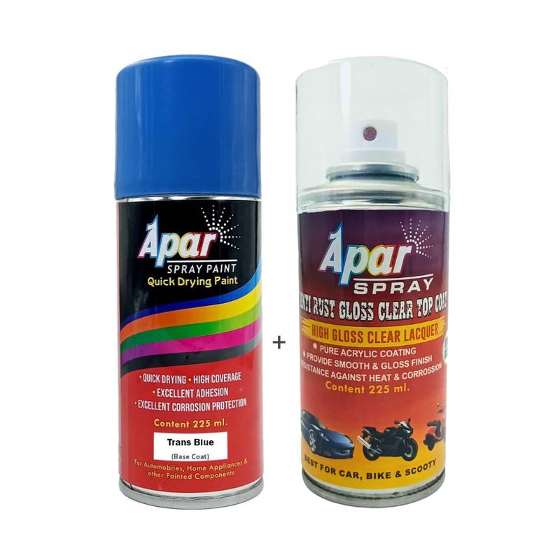 APAR Automotive Spray Paint Trans Blue Metallic (RC Colour Name)+ GC Compatible for Honda Activa -225 ml (Pack of 2-Pcs) - Image 1