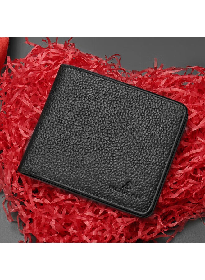 Scarecrow Wallet For Men, Genuine Top-grain Leather, Fashionable Short Wallet, Multi-card Slots, Horizontal Design, Qixi Valentine's Day Gift - Image 1