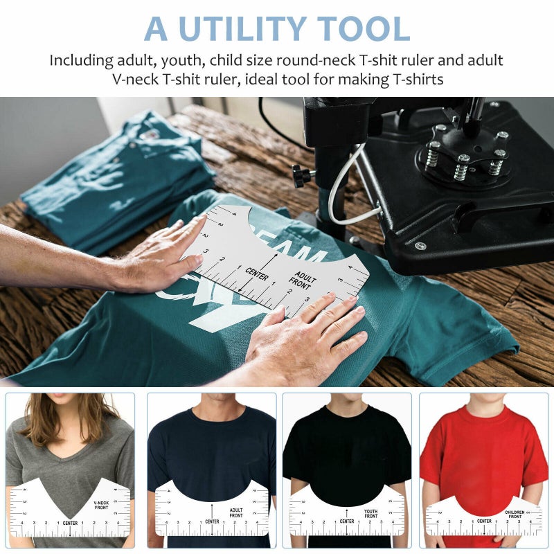 9pcs/set T-shirt Guide Ruler PVC T-Shirt Alignment Ruler Measuring Ruler Sewing Ruler DIY Crafts Sewing Accessories - Image 2