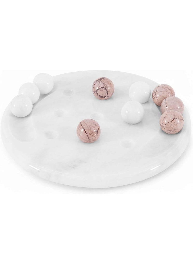 Radicaln Marble Tic Tac Toe Game 10 Inch White and Marinara Handmade Indoor and Outdoor Board Games for Adults & Family - Decorative Game for Gifts, Travel & Table DécorRadicaln Marble Tic Tac Toe Game 10 Inch White and Marinara Handmade Indoor and Outdoor Board Games for Adults & Family - Decorative Game for Gifts, Travel & Table Décor - Image 1