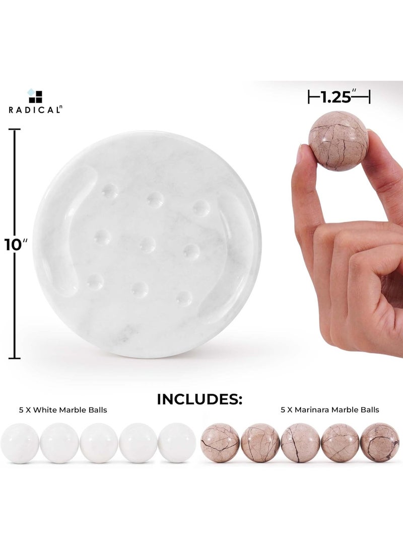 Radicaln Marble Tic Tac Toe Game 10 Inch White and Marinara Handmade Indoor and Outdoor Board Games for Adults & Family - Decorative Game for Gifts, Travel & Table DécorRadicaln Marble Tic Tac Toe Game 10 Inch White and Marinara Handmade Indoor and Outdoor Board Games for Adults & Family - Decorative Game for Gifts, Travel & Table Décor - Image 2