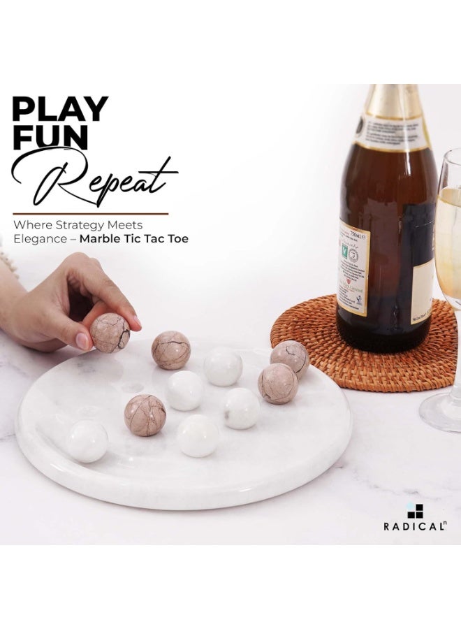 Radicaln Marble Tic Tac Toe Game 10 Inch White and Marinara Handmade Indoor and Outdoor Board Games for Adults & Family - Decorative Game for Gifts, Travel & Table DécorRadicaln Marble Tic Tac Toe Game 10 Inch White and Marinara Handmade Indoor and Outdoor Board Games for Adults & Family - Decorative Game for Gifts, Travel & Table Décor - Image 5