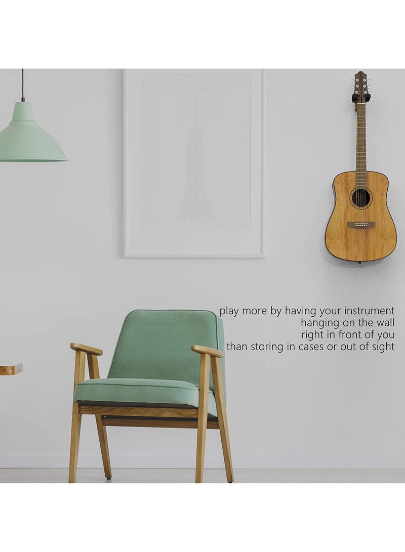SYOSI Guitar Wall Mount, Auto Lock Guitar Wall Hanger, Hard Wood Base in Guitar Shape Guitar Hook, Guitar Holder for Acoustic, Electric, Classical, Bass Guitars, Guitar Accessories - Image 3