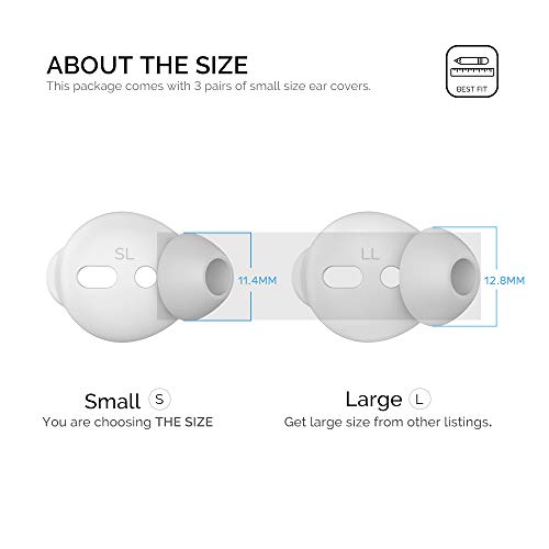 AhaStyle 3 Pairs AirPods Ear Tips Silicone Earbuds Cover [Not Fit in The Charging Case] Compatible with Apple AirPods (3 Pairs Small, White) - Image 2