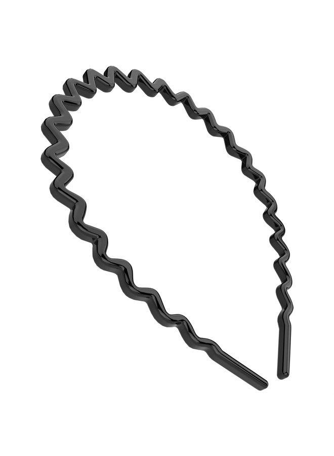 HYFEEL Wavy Headbands Plastic Skinny Thin Non-Slip Flexible Hair Bands Simple Hoops Hair Accessories for Women and Men Solid Colors (Black) - Image 5