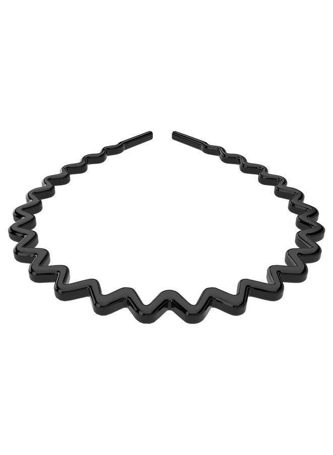 HYFEEL Wavy Headbands Plastic Skinny Thin Non-Slip Flexible Hair Bands Simple Hoops Hair Accessories for Women and Men Solid Colors (Black) - Image 1