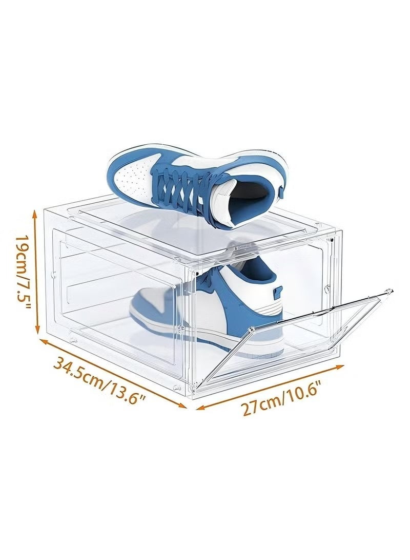 كيوومي منظم الأحذية: ٨ قطع صناديق تخزين شفافة قابلة للتكديس مع أغطية – توفير المساحة للخزانة/غرفة النوم، حاويات مقاومة للغبار (٣٤.٥×٢٧×١٩ سم) للنساء/الرجال - Image 2