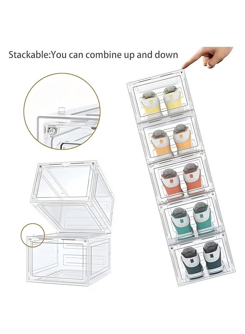 كيوومي منظم الأحذية: ٨ قطع صناديق تخزين شفافة قابلة للتكديس مع أغطية – توفير المساحة للخزانة/غرفة النوم، حاويات مقاومة للغبار (٣٤.٥×٢٧×١٩ سم) للنساء/الرجال - Image 4
