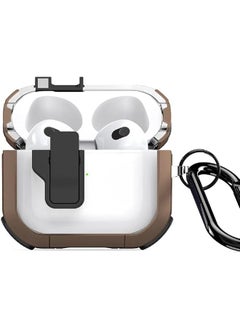 Pecn Series Airpods Case Designed For Airpods 3 2021 Protective Wireless Charging Case Armor Earphone Cover With Keychain Khakiblack