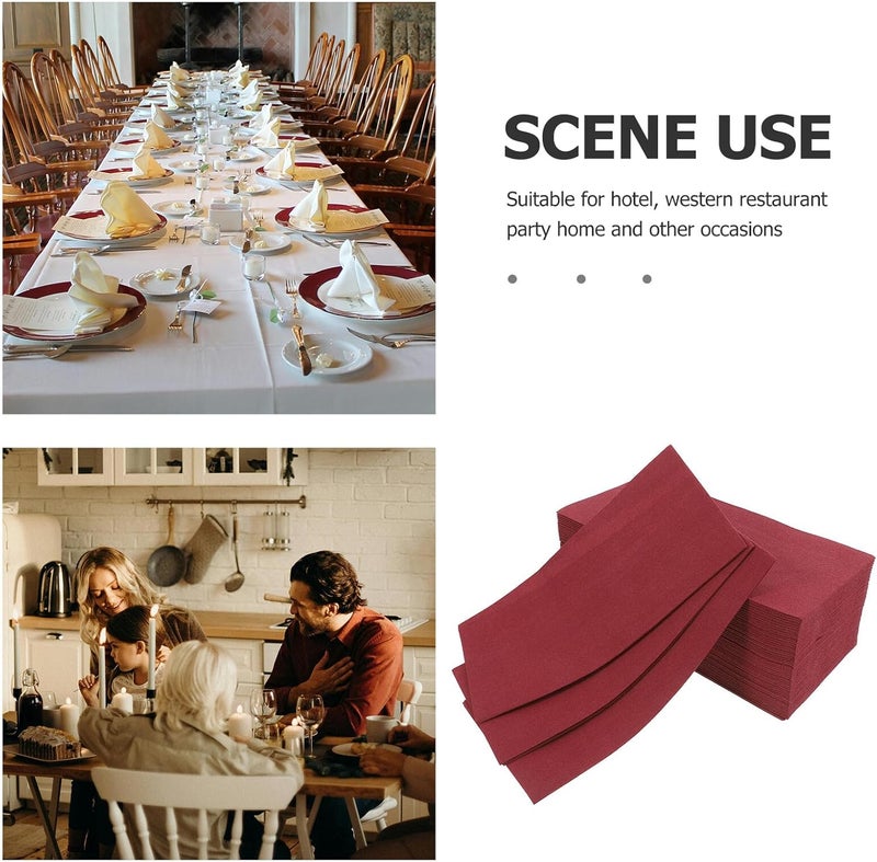 Disposable Paper Napkins 50pcs 30x43cm Wine Red Guest Towels for Wedding Banquets Bathroom Use Beverage and Cocktail Napkins - Image 3