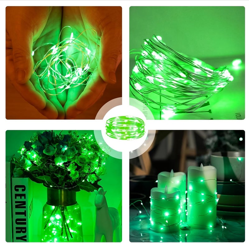 SINAMER 6PCS Green Fairy Lights Battery Powered with Remote, 7ft 20Leds Changing Twinkle String Lights with Timer, Waterproof Small Silver Wire Firefly Starry for DIY Wedding Party Christmas - Image 3