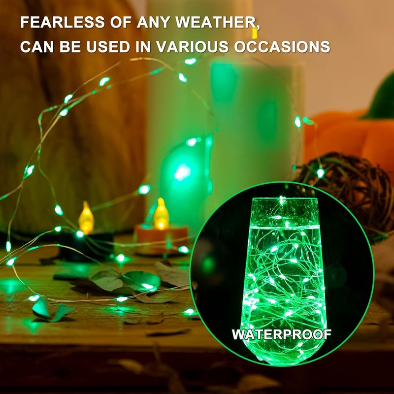 SINAMER 6PCS Green Fairy Lights Battery Powered with Remote, 7ft 20Leds Changing Twinkle String Lights with Timer, Waterproof Small Silver Wire Firefly Starry for DIY Wedding Party Christmas - Image 4
