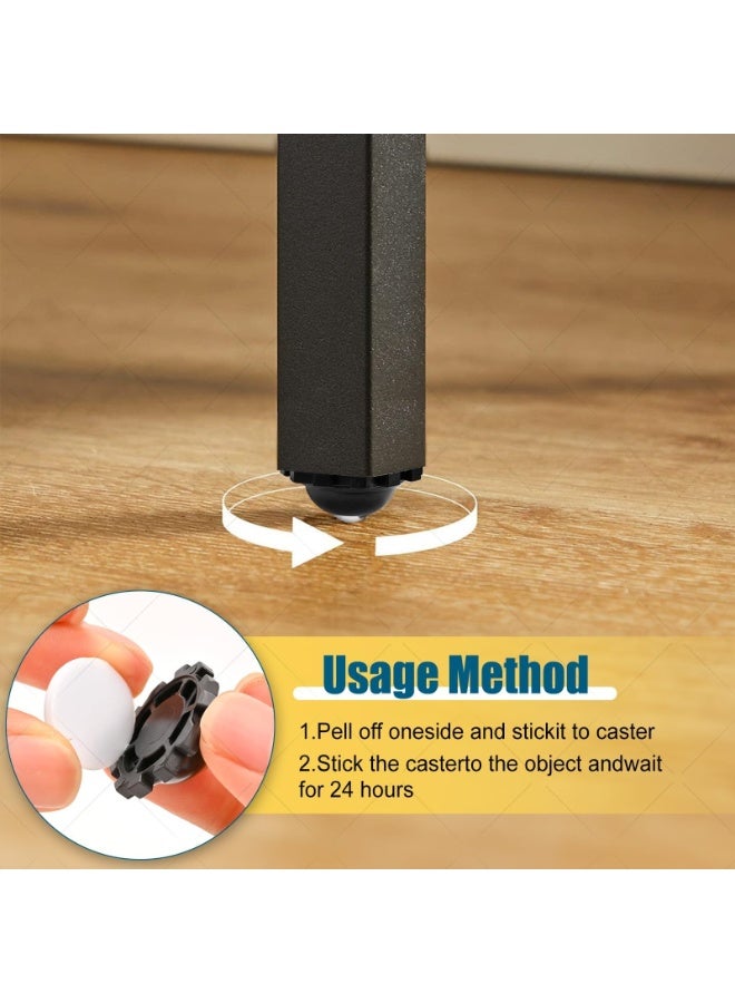 12pcs Swivel Self Adhesive Mini Casters, Self Adhesive Mini Casters for Trash Cans, Storage Bins, 360 Degree no Dead Angle, DIY Creative Use Mini Swivel Wheels Stainless Steel Beads.  - Image 3