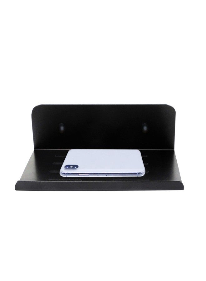 SinLoon 7.8 Inch Small Shelf in Flat Satin Aluminum Bathroom Shelf Wall Mount for Small Speaker Smartphone, Tablet, Toiletries (Black) - Image 5