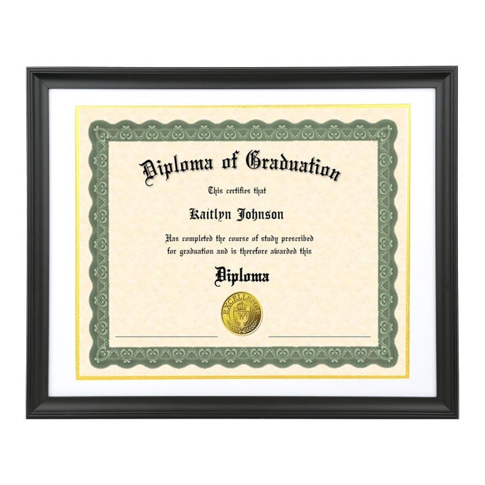 14X17 DIPLOMA FRAME SOLID WOOD BLACK DISPLAYS 14X17 DIPLOMAS WITH WHITE OVER GOLD MAT OR 16X20 INCH WITHOUT MAT DIPLOMA FRAME 14X17 CERTIFICATE FRAMES LK1620WG