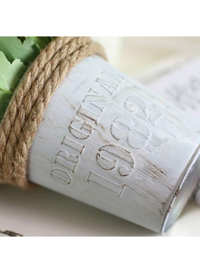 ألاماريك زهور هدرانجيا اصطناعية مع أصيص، نباتات صناعية ١١ × ٢٠ سم في أصيص معدني، زهور ورود حريرية لتزيين المنزل والمكتب وطاولة المطبخ وحافة النافذة، هدية لمنزل جديد (أبيض) - Image 4