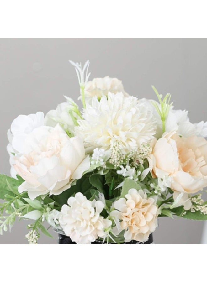 ألاماريك زهور هدرانجيا اصطناعية مع أصيص، نباتات صناعية ١١ × ٢٠ سم في أصيص معدني، زهور ورود حريرية لتزيين المنزل والمكتب وطاولة المطبخ وحافة النافذة، هدية لمنزل جديد (أبيض) - Image 5