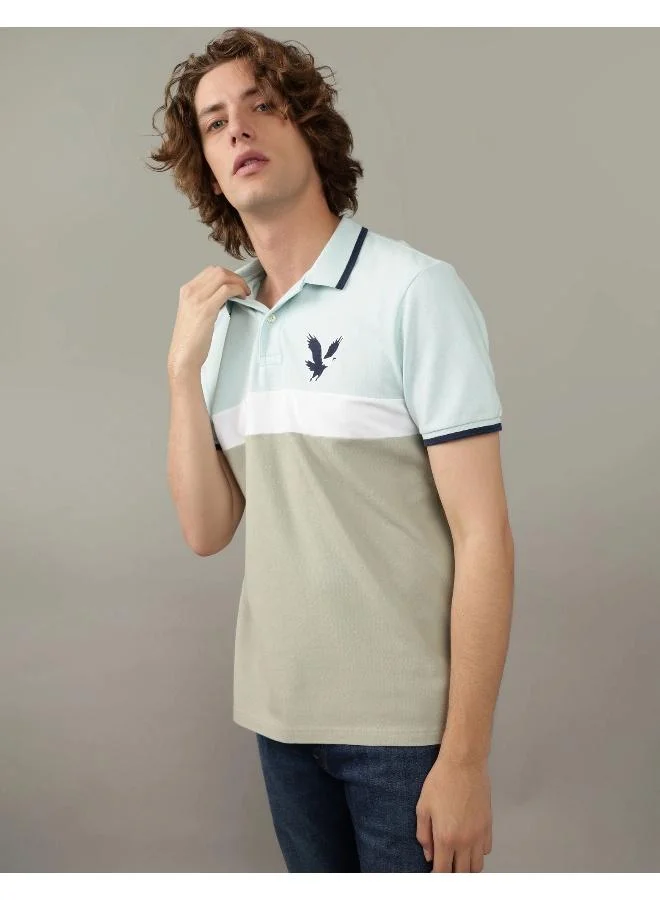 امريكان ايجل AE Colorblock Logo Flex Pique Polo Shirt