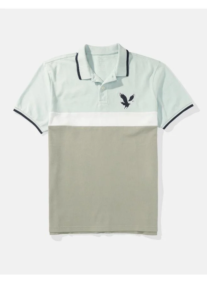 امريكان ايجل AE Colorblock Logo Flex Pique Polo Shirt