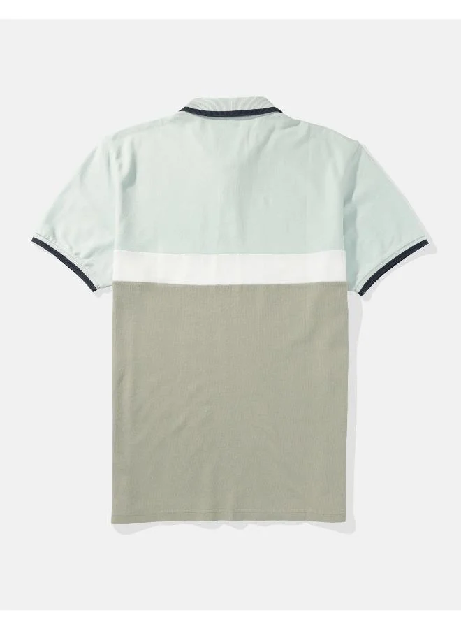 امريكان ايجل AE Colorblock Logo Flex Pique Polo Shirt
