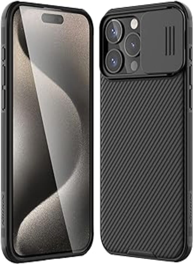 Nillkin Nillkin for iPhone 15 Pro Max Case with Sliding Camera Cover [Upgraded Lens Protection] [Hard PC+TPU Bumper], Slim Shockproof Protective Phone Case 6.7" 2023, Black 