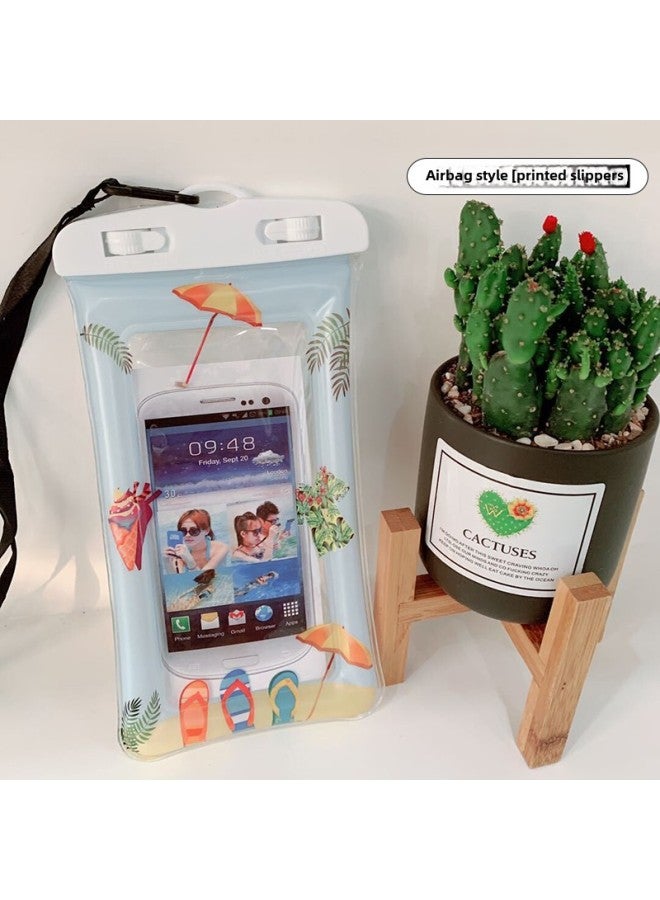 Transparent Mobile Phone Waterproof Bag Can Touch The Rider Take-out Sealed Diving Bag Swimming Neck Touch Screen Waterproof North Gold-Color:Printed Slippers ⚑ - Image 1