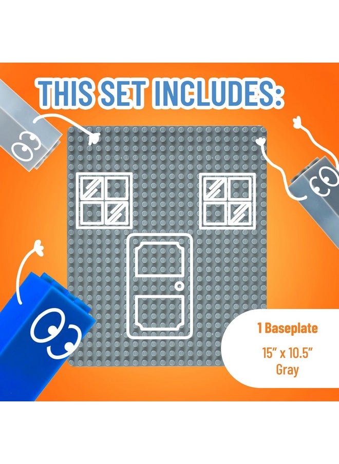 Strictly Briks Strictly Briks Compatible with Lego Duplo Classic Big Briks Baseplate 15" x 10.5" Large Building Brick Baseplate | Large Pegs for Toddlers | Single Light Gray Flat Bottom Base Plate  - Image 3