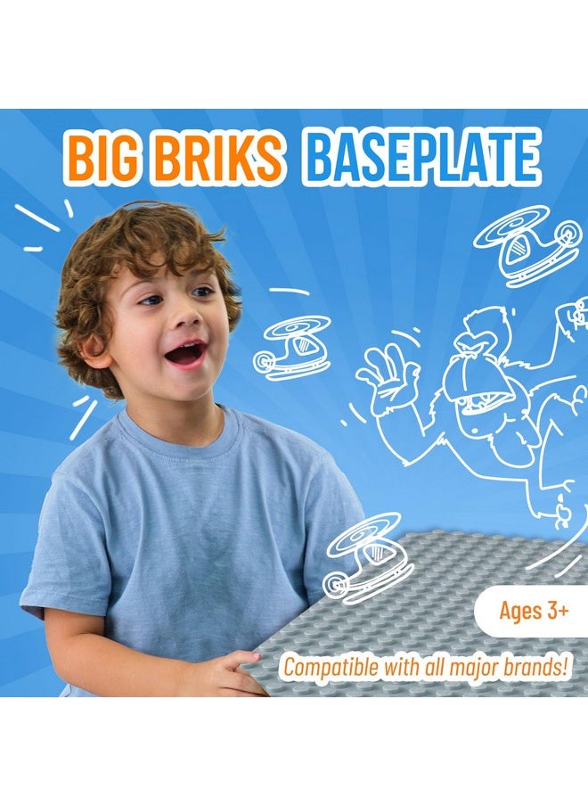 Strictly Briks Strictly Briks Compatible with Lego Duplo Classic Big Briks Baseplate 15" x 10.5" Large Building Brick Baseplate | Large Pegs for Toddlers | Single Light Gray Flat Bottom Base Plate  - Image 2
