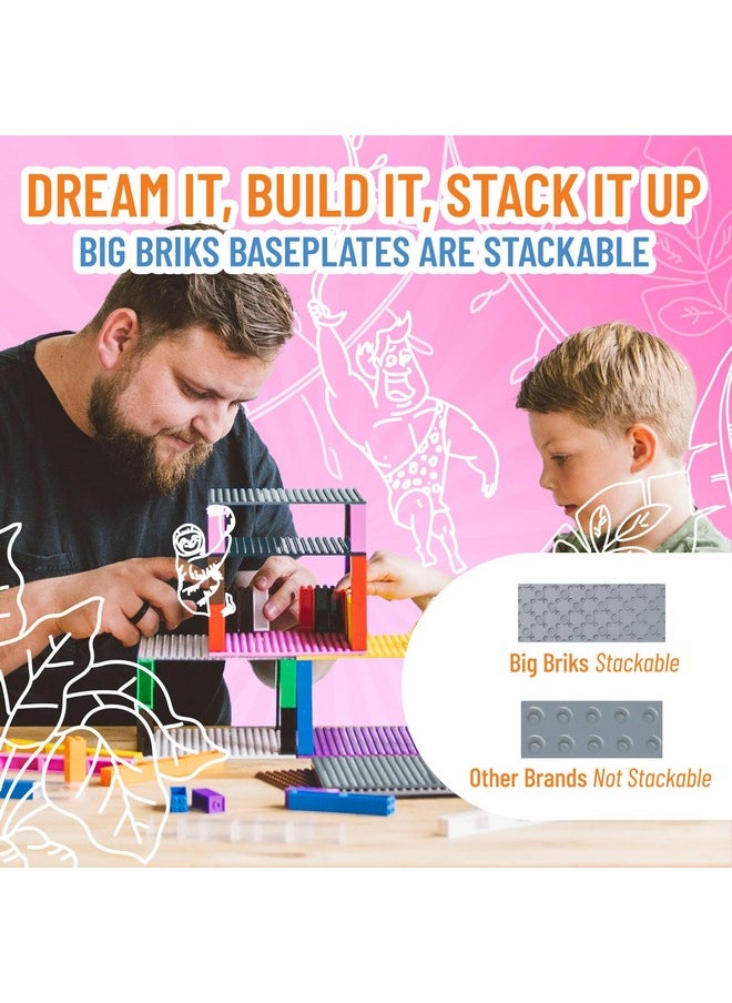 Strictly Briks Strictly Briks Compatible with Lego Duplo Classic Big Briks Baseplate 15" x 10.5" Large Building Brick Baseplate | Large Pegs for Toddlers | Single Light Gray Flat Bottom Base Plate  - Image 5