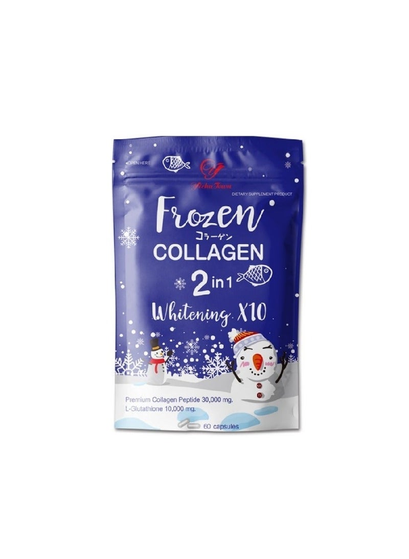 Frozen Collagen 2-in-1 Whitening Supplement – Contains 10X Collagen Peptide 30,000 mg and L-Glutathione 10,000 mg, 60 Capsules - Image 2