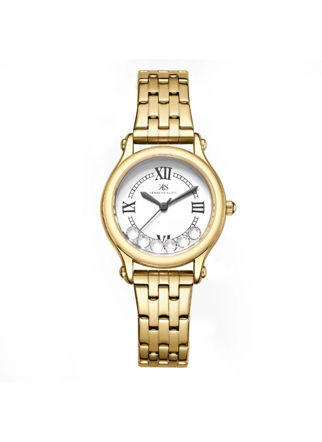 KENNETH SCOTT Women's Analog Display Watch With Gold Stainless Steel Strap - K25510-GBGW