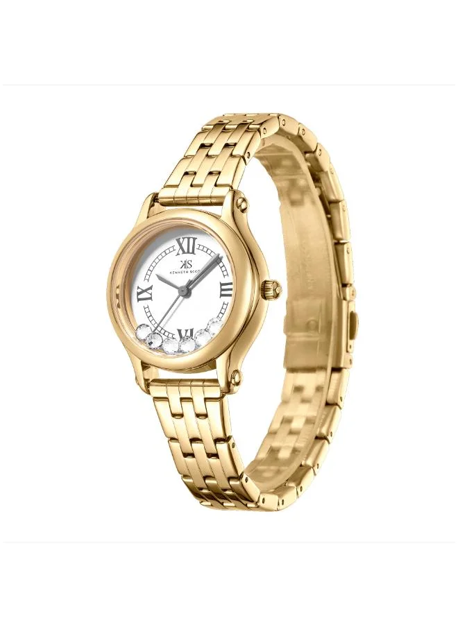 KENNETH SCOTT Women's Analog Display Watch With Gold Stainless Steel Strap - K25510-GBGW