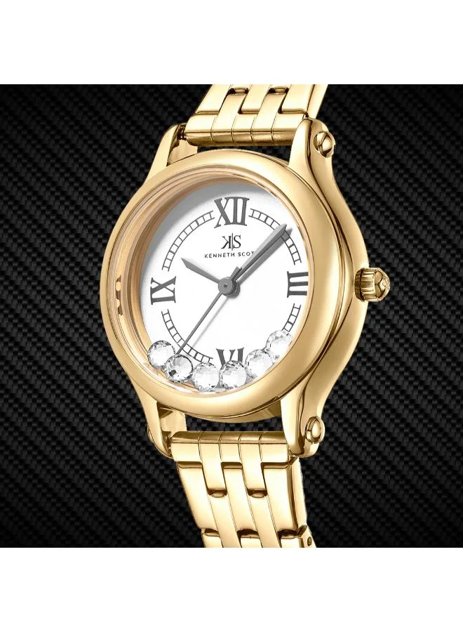 KENNETH SCOTT Women's Analog Display Watch With Gold Stainless Steel Strap - K25510-GBGW