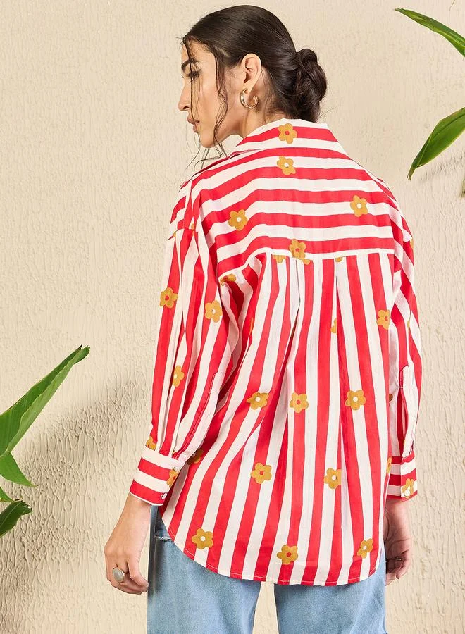 Uptownie Red Striped Long Sleeve Shirt