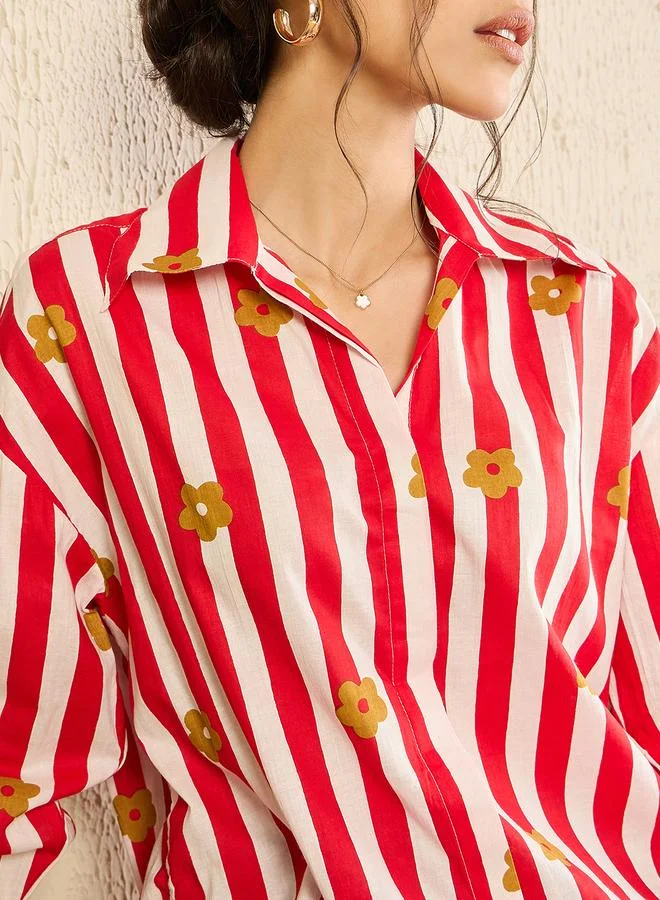 Uptownie Red Striped Long Sleeve Shirt