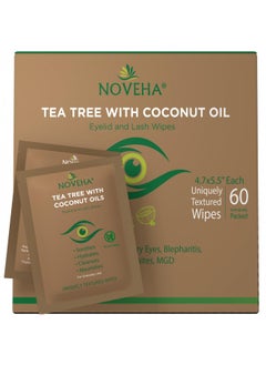 NOVEHA Tea Tree & Coconut Oil Eyelid & Lash Wipes | For Demodex, Blepharitis & Itchy Eyes, Box Of 60 Individually Wrapped Eyelash Wipes With Aloe Vera, Natural Makeup Remover & Daily Eye Cleanser - pzsku/Z872811A9867C6729724FZ/45/_/1728373380/64918ce3-8cff-4dc2-919d-5cc9670377fa