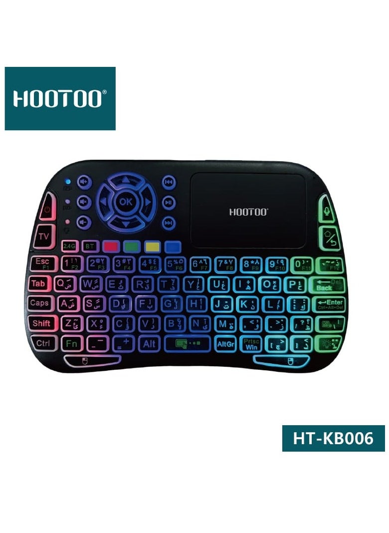 HooToo HOOTOO HT-KB006 Backlit Wireless Keyboard – Compact, Multi-Device Compatible with Bluetooth & 2.4G  - Image 1