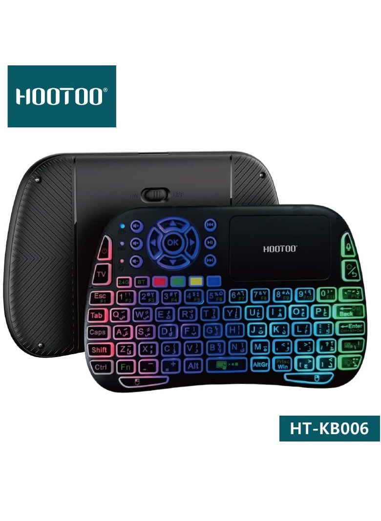 HooToo HOOTOO HT-KB006 Backlit Wireless Keyboard – Compact, Multi-Device Compatible with Bluetooth & 2.4G  - Image 2