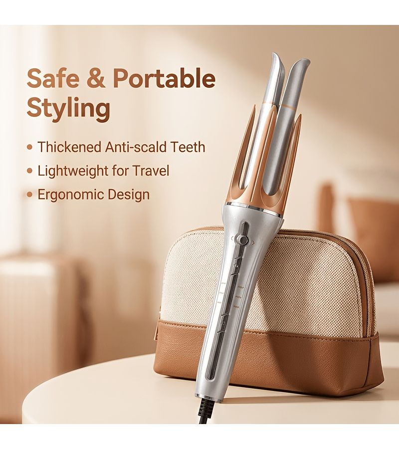 Automatic Hair Curling Wand Silvery Professional Styling Tool For Creating Loose Waves And Defined Curls Salon Quality For Women Everyday And Special Occasion Use - Image 1