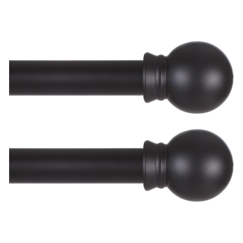 Thestoa 2 pack Black Curtain Rods for Windows 48 to 92 inch, Adjusts Length by Splicing, 5/8" Diameter Matte Black Small Curtain Rods for Bedroom, Living Room, Kitchen, Outdoor, Farmhouse - Image 1