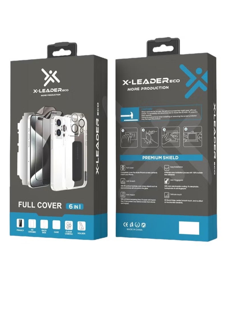 اكس ليدر X-LEADER ECO بكج حماية متكامل 6في1 للأجهزة الحديثة ,موديلات ايفون 15 و14 و13 و12 - الاكثر حماية - Image 1