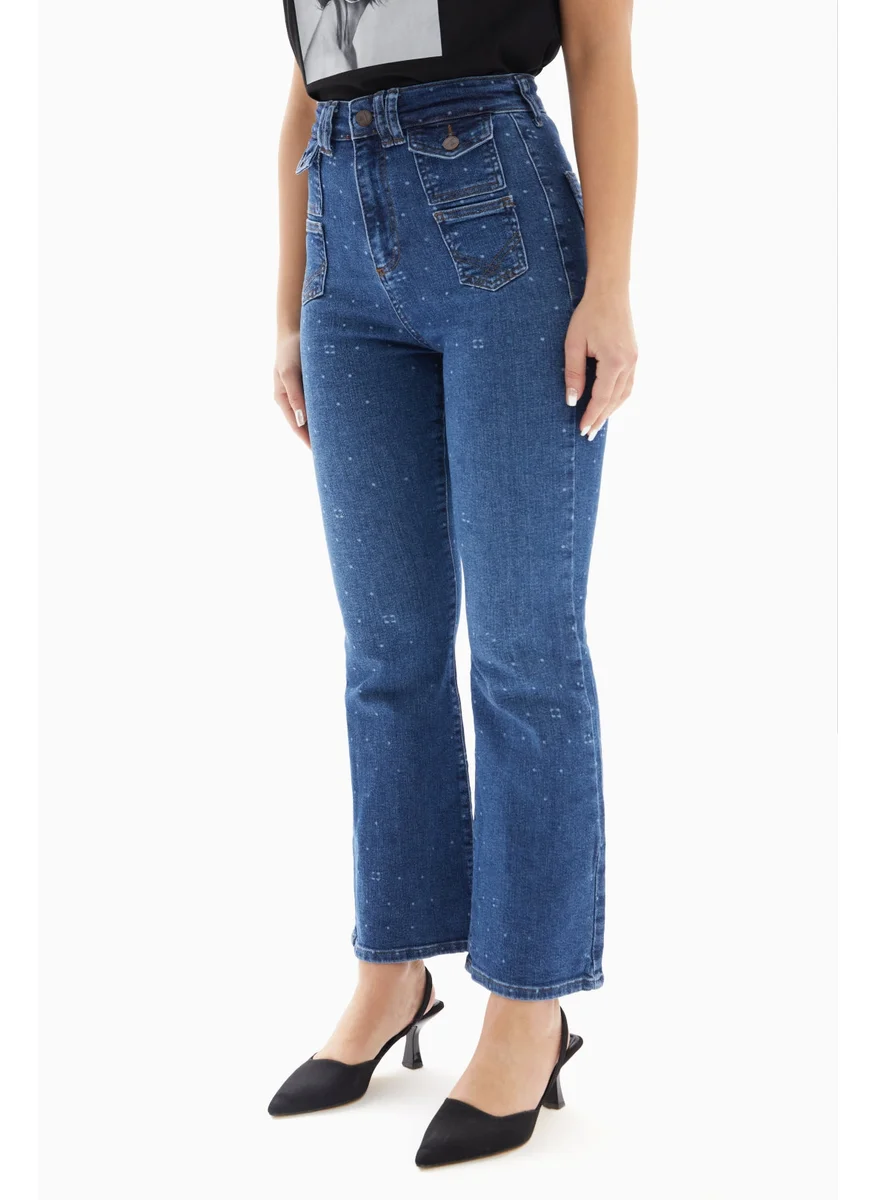 Wecre8 Dark Blue Dots Pattern Denim Jeans By WECRE8