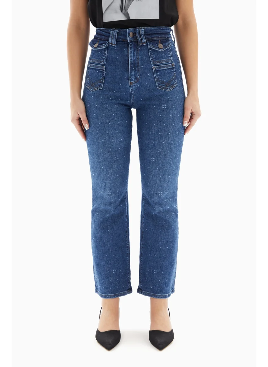 Wecre8 Dark Blue Dots Pattern Denim Jeans By WECRE8