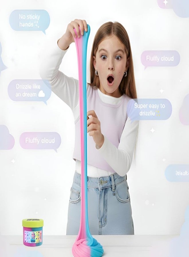 MOOZ Unicorn Cloud Slime Kit – Blue & Pink Sensory Slime for Kids, Non-Sticky & Scented Cloud Dough, Squishy, ASMR Fun, Axolotl Charm & Mix-Ins, Gifts for Girls & Boys Ages 5–12 & Teens, 7oz, MOOZ Magic - Image 3