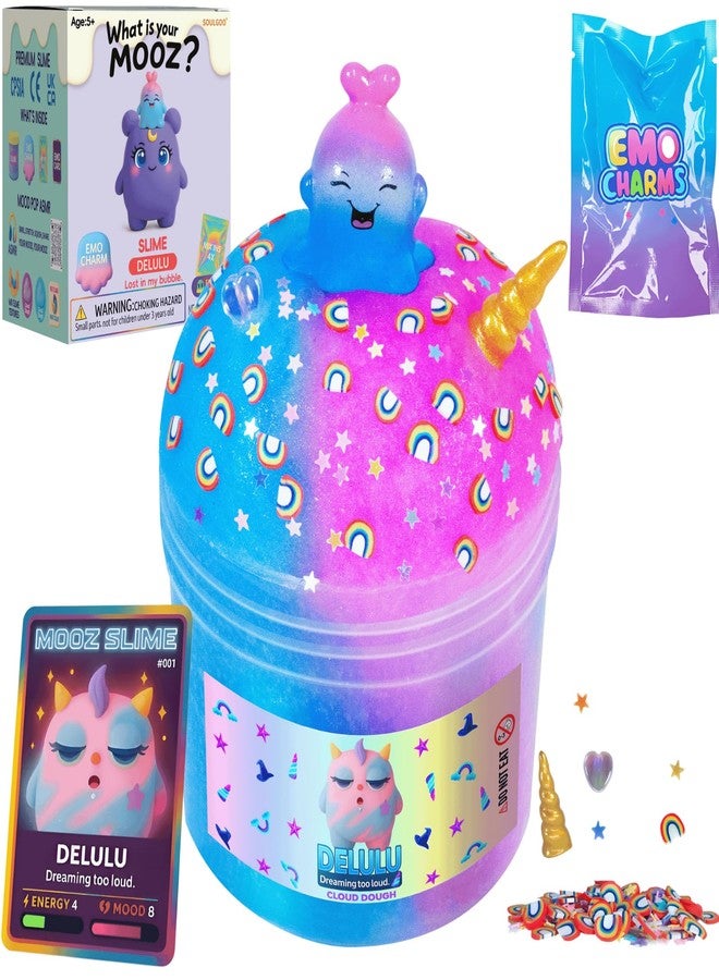 MOOZ Unicorn Cloud Slime Kit – Blue & Pink Sensory Slime for Kids, Non-Sticky & Scented Cloud Dough, Squishy, ASMR Fun, Axolotl Charm & Mix-Ins, Gifts for Girls & Boys Ages 5–12 & Teens, 7oz, MOOZ Magic - Image 1