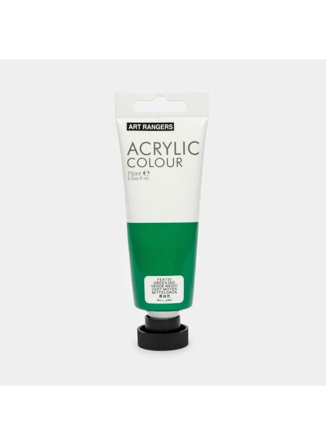 Art Rangers FEA730 Acrylic Colour Single Tube Green Mid 75ml - Image 1