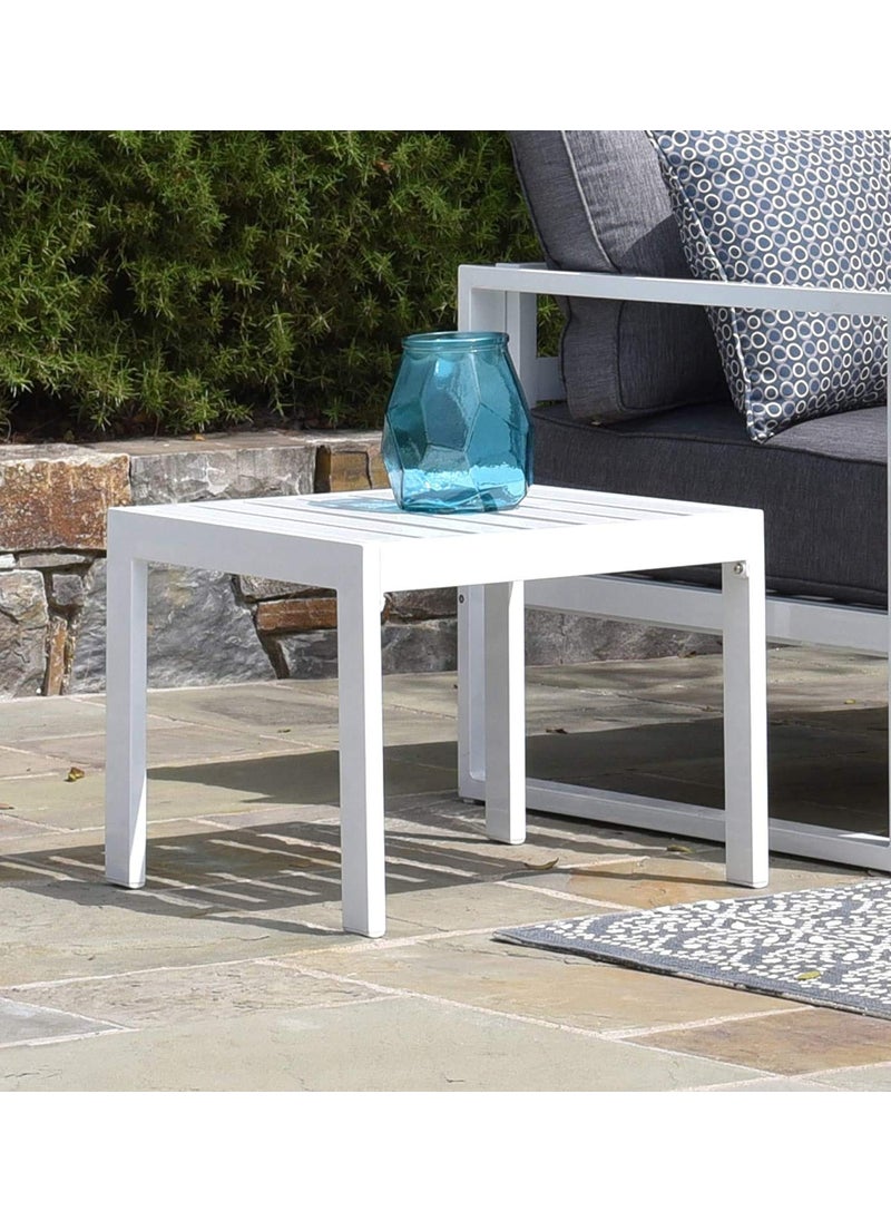 INDIAN DECOR INDIAN DECOR 45175 Outdoor Patio Furniture Collection in WeatherResistant Metal Frame Patio Side Table White  - Image 2