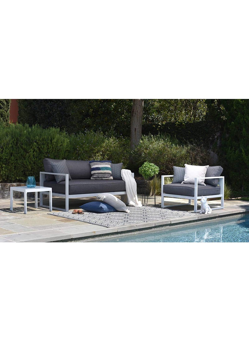 INDIAN DECOR INDIAN DECOR 45175 Outdoor Patio Furniture Collection in WeatherResistant Metal Frame Patio Side Table White  - Image 4