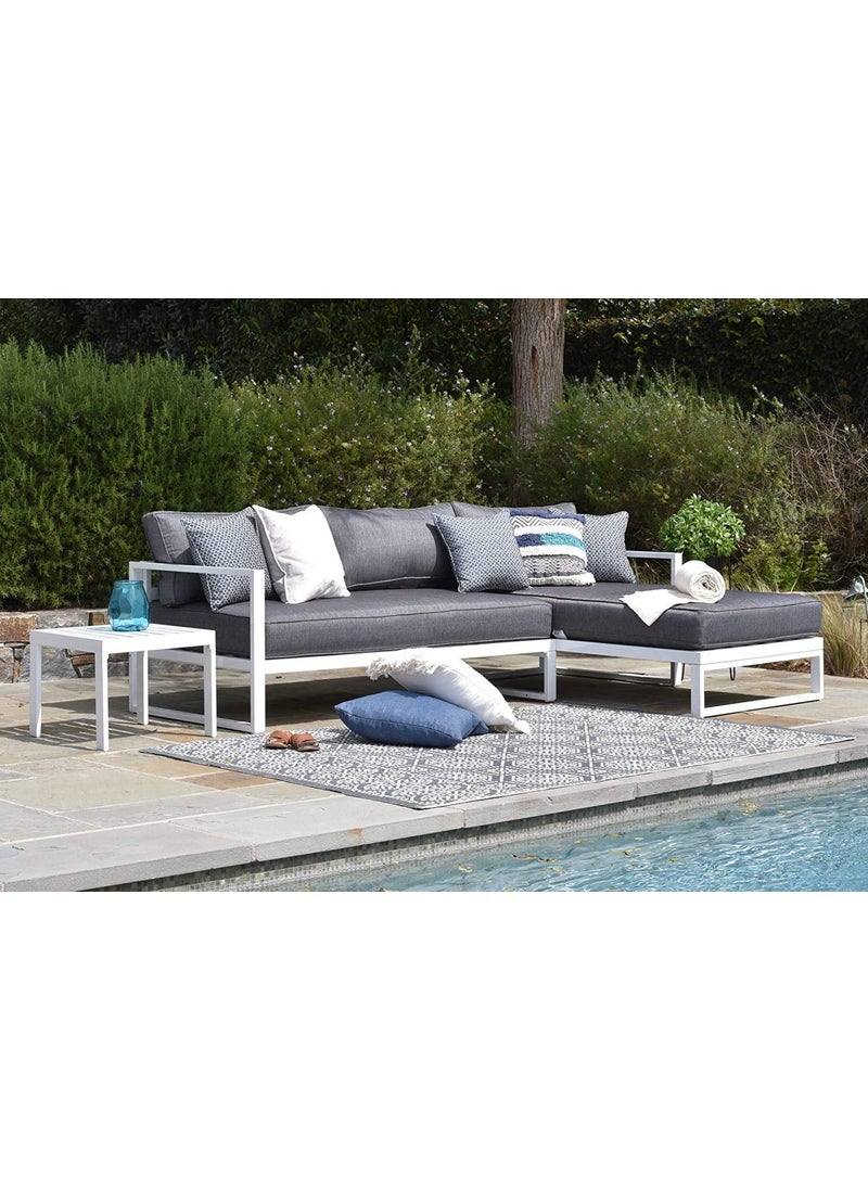 INDIAN DECOR INDIAN DECOR 45175 Outdoor Patio Furniture Collection in WeatherResistant Metal Frame Patio Side Table White  - Image 5